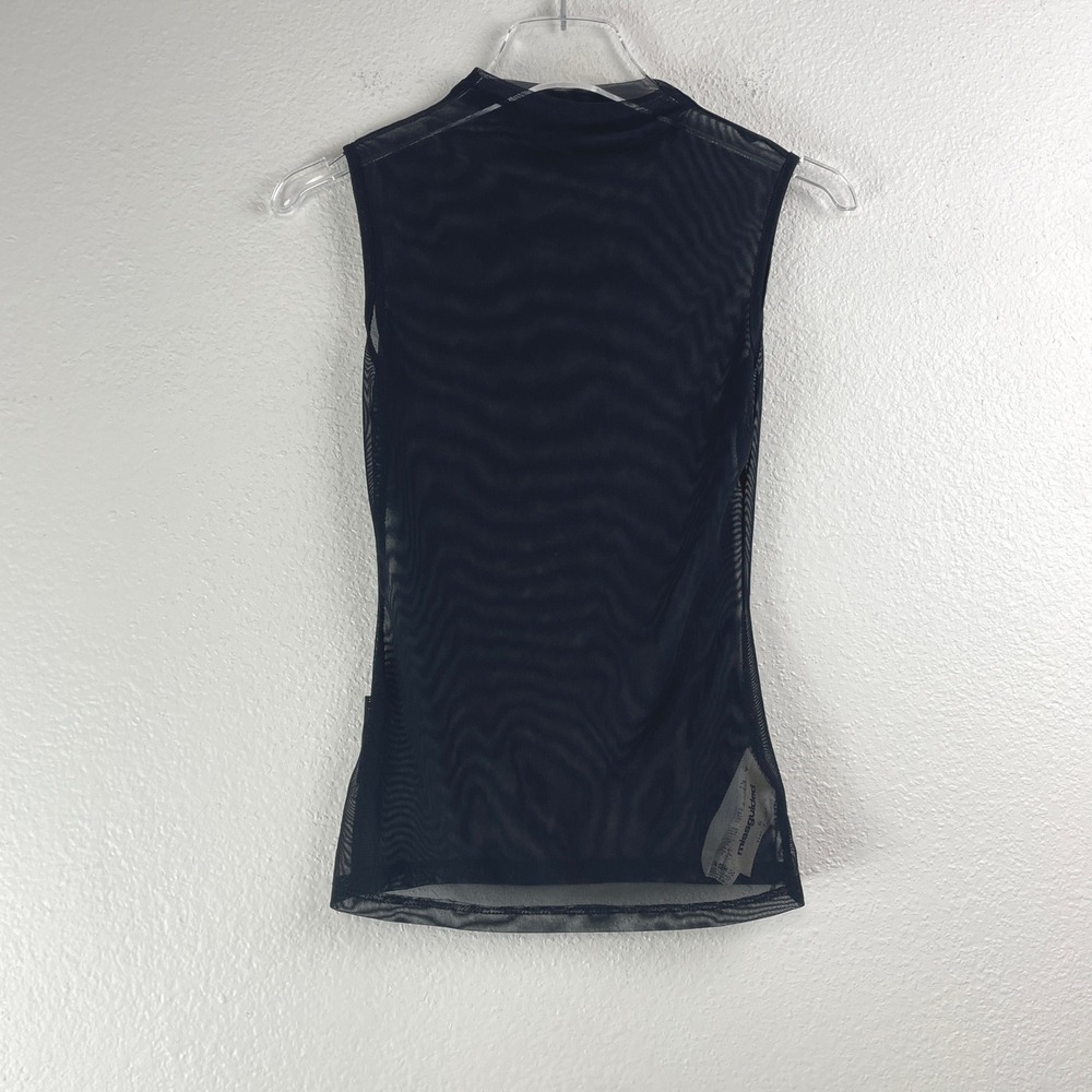 Missguided Mesh Tank Top XS Black Sheer High Neck Sleeveless Y2K Goth Layering